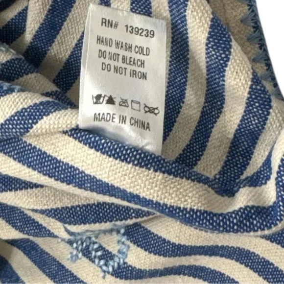 Tuckernuck Blue Stripe Mini Sullivan Embroidered Canvas Caftan Cover Up Size M - Picture 8 of 8